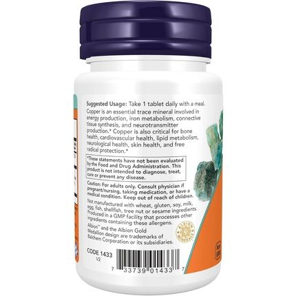 Now Foods Copper Glycinate 3Mg Albion Supplement - Image 3