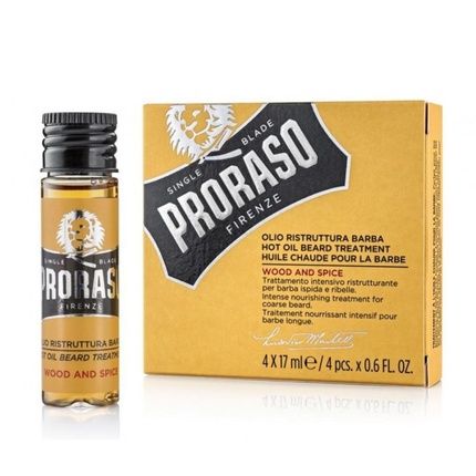 Proraso Wood Spice Hot Oil Beard Treatment Restructuring Beard Oil Set Of 4 X 17 Ml - Image 4