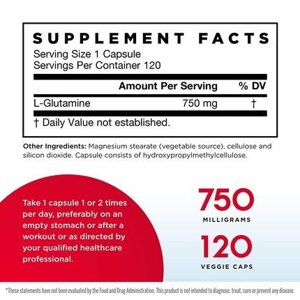 L-Glutamine 750Mg 120 Capsules Jr