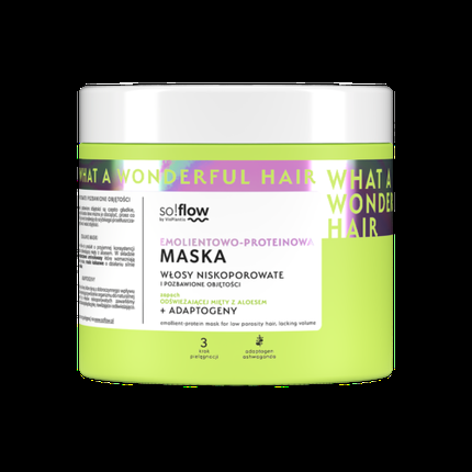 So!Flow Emollient-Protein Mask For Low Porosity And Lacking Volume Hair With Mint And Aloe 400Ml - Image 4