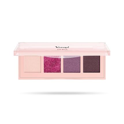 Pupa Milano Vamp! 4 Eyeshadow Palette 004 Vibrant Plum 0.183 Oz - Eye Makeup - Matt, Satin, Metallic Finishes - Lightweight - Blends Easily - Talc-Free