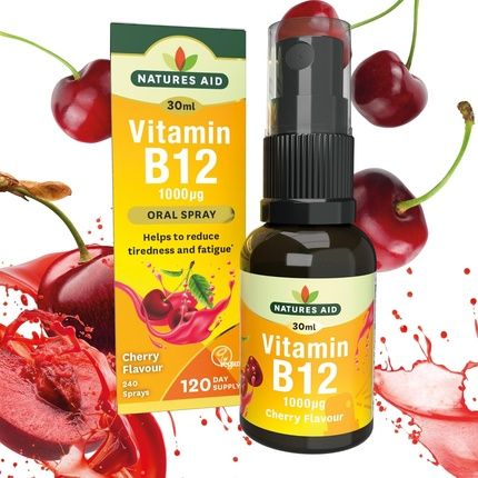 Natures Aid Vitamin B12 Daily Oral Spray 30Ml High Strength 1000Mg Energy Tiredness Fatigue Healthy Immune Nervous System Liquid Supplement 4-Month Supply