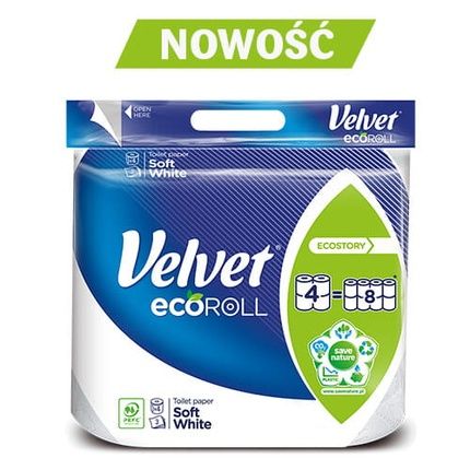 Kimberly-Clark Velvet Toilet Paper Eco Roll 4 Rolls 48 White 3 Layers 9