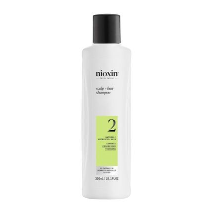Nioxin Scalp + Hair System 2 Shampoo Deep Cleansing For Untreated, Visibly Thinning Hair With Biotin, Caffeine & Niacinamide 300Ml