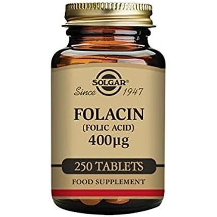Solgar Folacin 400Ug Tablets Vitamin B9 Healthy Wellbeing Healthy Maternal Tissue Growth Vegan Gluten Free And Kosher 250 Count