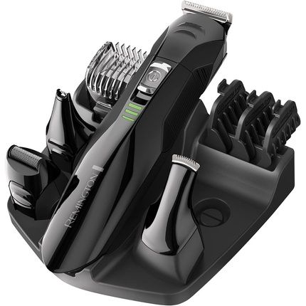 Remington All-In-One Grooming Kit Beard Trimmer Stainless Steel Blades 4 Attachments Hair Clipper Nose & Ear Trimmer Mini Foil Shaver 3 Combs 40-Minute Run Time Cordless Pg6020