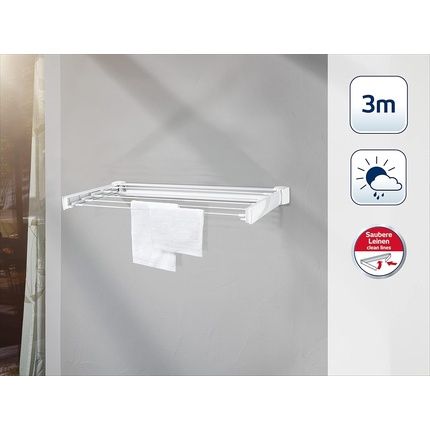 رف تجفيف الملابس القابل للطي من Leifheit Telegant 30 Protect Wall Dryer قوي