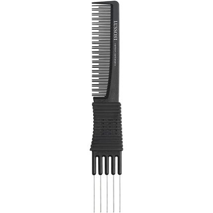 T4B Lussoni Lift Comb Lc 200 Carbon Teasing Comb With Metal Pick And Anti-Static Teeth 28X6X190Mm