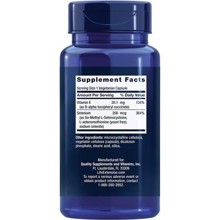 Life Extension Super Selenium Complex With Vitamin E 100 Vegetarian Capsules
