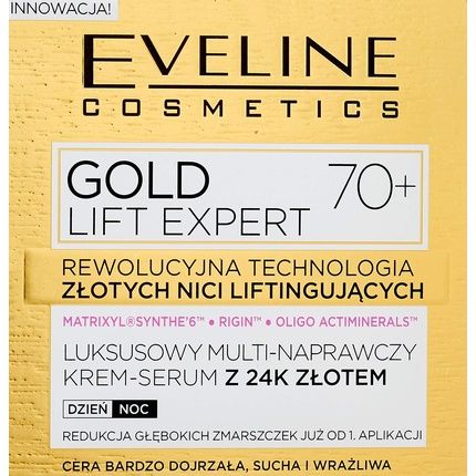 Eveline Cosmetics Gold Lift Expert Strong Anti-Wrinkle Firming Cream Day & Night 70+ With 24Karat Gold 50Ml