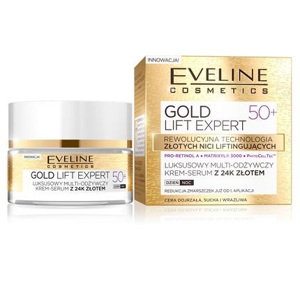 Eveline Gold Lift Expert 50+ Luxury Multi-Nourishing Cream-Serum With 24K Gold Day/Night 50Ml
