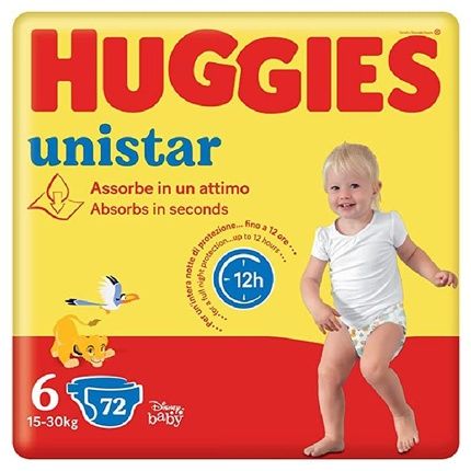 Huggies Unistar Diapers 6 15-30 Kg 12 Pz