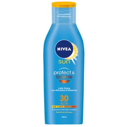 Nivea Sun Milk Solar Protect Bronze Moisturizing Protection Spf30 High 200Ml
