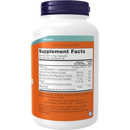 Now Foods Calcium Citrate With Vitamin D, Magnesium, Zinc, And Copper Supplements