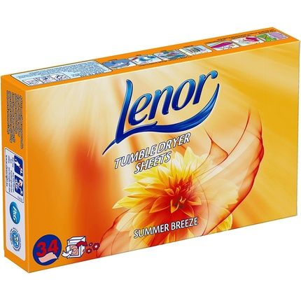 Lenor Fabric Tumble Dryer Sheets Summer Breeze 34 Sheets