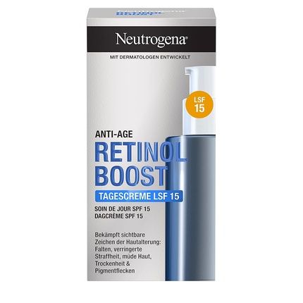 Neutrogena Retinol Boost Day Cream Spf 15 50Ml - Moisturizer With Retinol Myrtle Extract And Hyaluronic Acid - Effective Face Cream For Younger And Healthier Looking Skin