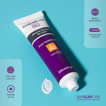 Bapscarcare Spf40 Silicone Scar Gel Effective On New And Old Scars Uvb + Uva Protection 10G