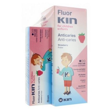 Kin Fluor Kin Mouthwash 500Ml And Children'S Toothpaste 50Ml Set 2 Pieces