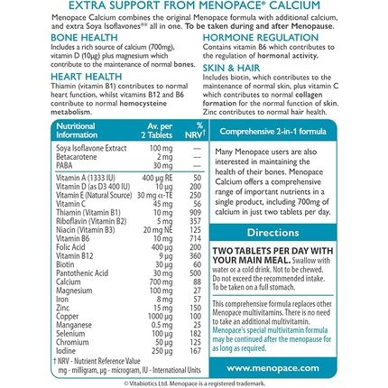 Vitabiotics Menopace Calcium 60 Tablets