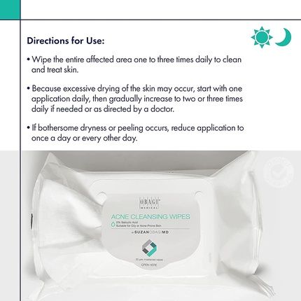 Suzanobagimd On The Go Cleansing Wipes For Oily Or Acne Prone Skin 25 Count