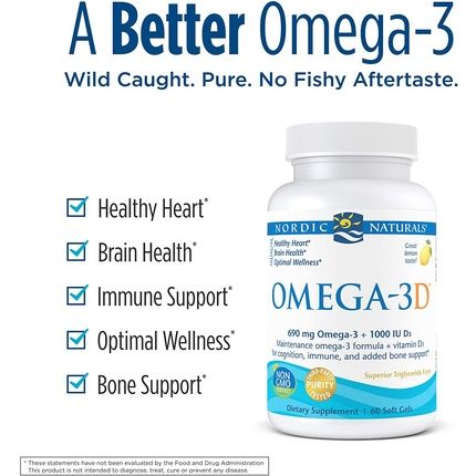 Nordic Naturals Omega-3D Lemon Soft Gels 60 Count