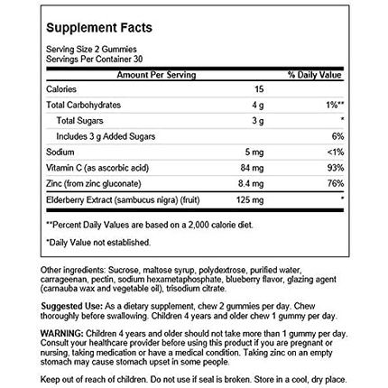 Swanson Elderberry Gummies With Zinc And Vitamin C Immune Support Supplement Berry Flavor 60 Gummies