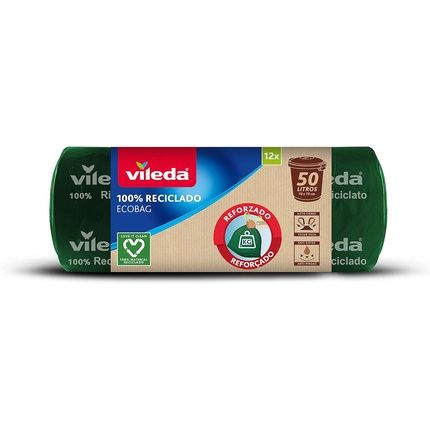 Vileda Reinforced Ecobag Trash Bag 50L 100% Recycled Green