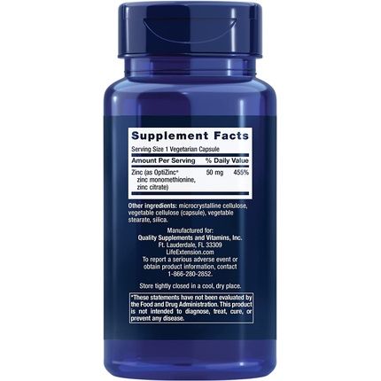 Life Extension Zinc Caps 50Mg Immune Support And Bone Health Supplement 90 Vegetarian Capsules