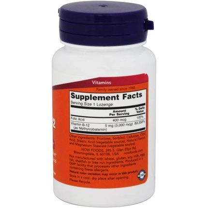 Now Foods Methyl B-12 5000Mcg 60 Lozenges - Uk Seller