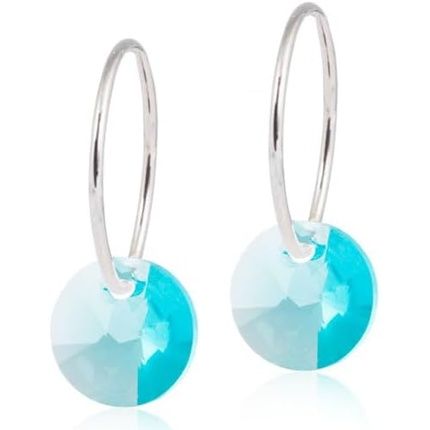 Blomdahl Hypoallergenic Natural Titanium Round Crystal Pendant Earrings