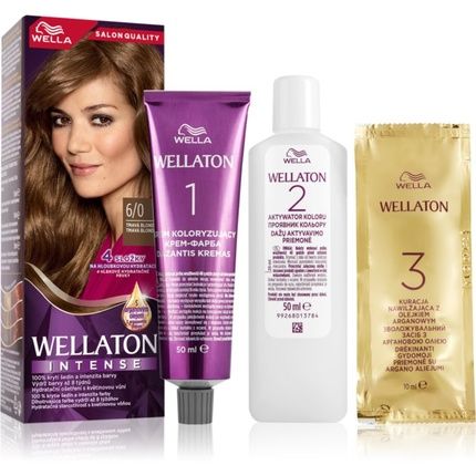 Wella Wellaton Intense Permanent Hair Color With Argan Oil - 6/0 Dark Blonde, 1 Piece