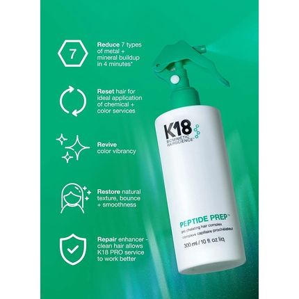 K18 Peptide Prep Pro Chelating Hair Complex 300Ml - Reset Hair For Optimal Chemical And Color Services - Revive Color Brilliance And Restore Smoothness And Bounce - Image 3
