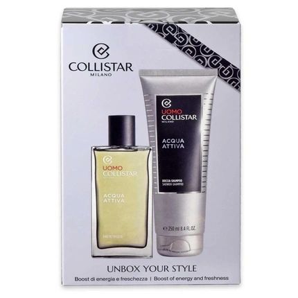 Uomo Collistar Collistar Man Active Water Eau De Toilette 100 Milliliters Shower Shampoo 250 Milliliters Gift Set