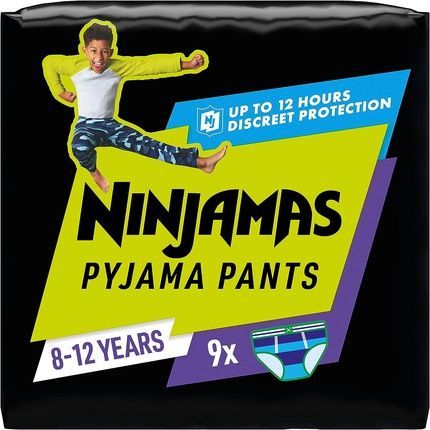 Ninjamas Absorbent Night Pants For Boys 9 Pyjama Pants 8-12 Years 27-43Kg Leak Protection For The Whole Night Boys 8-12 Years