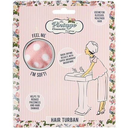 The Vintage Cosmetic Company Pink Polka Dot Hair Turban Lightweight Absorbent Microfiber Hair Towel