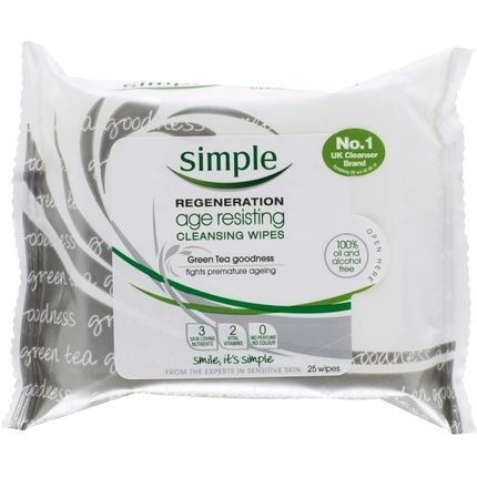 Simple Age Resisting Biodegradable Cleansing Wipes 25 Wipes