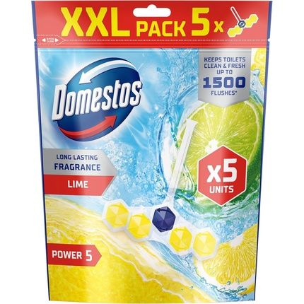 Domestos Power 5 Lime Toilet Rim Blocks Freshener - Long Lasting