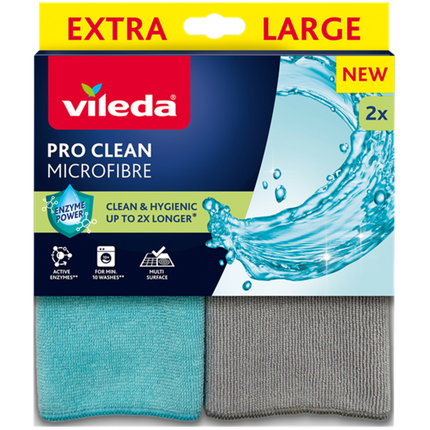 Vileda Pro Clean Microfiber Extra Large Cloth 2 Pieces