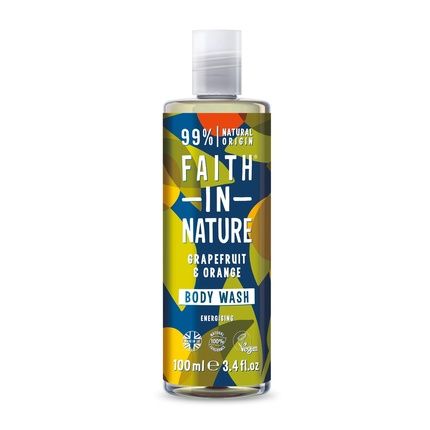 Faith In Nature Grapefruit And Orange Body Wash 100Ml - Travel Size Revitalizing Vegan And Cruelty-Free Formula For Normal To Dry Hair
