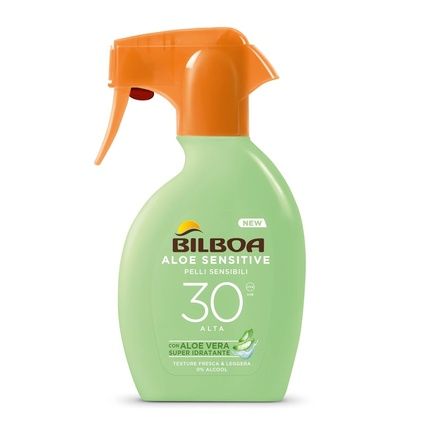 Bilboa Aloe Sensitive Body Sunscreen Spf 30 High Sun Spray For Sensitive Skin Formula With Aloe Vera Alcohol-Free Waterproof 250Ml