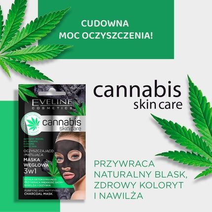 Eveline Cosmetics Cannabis Skin Care Face Mask Carbon 3-In-1 7Ml - Image 3