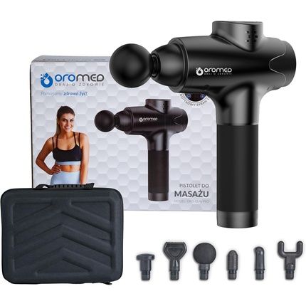 Oromed Massage Gun Oro-Gun Pro With 6 Replacement Tips And 20 Adjustment Levels