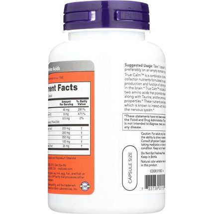 Now Foods True Calm Amino Relaxer 90 Capsules