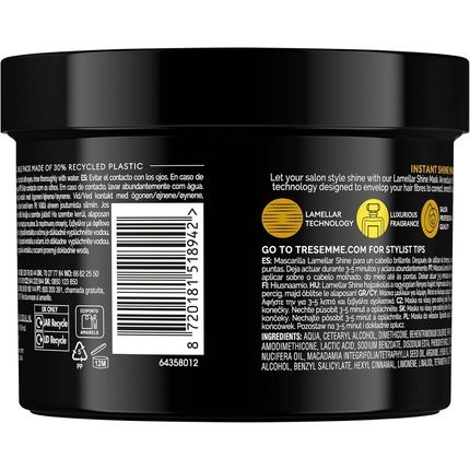 Tresemme Instant Shine Hair Mask With Lamellar Technology For Ultra Glossy Hair