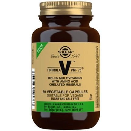 Solgar Formula Vm-75 Vegetable Capsules 60 Capsules - 28 Active Ingredients And 13 Essential Nutrients - For Complete Wellbeing - Vegan & Gluten-Free