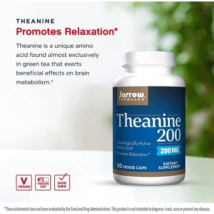 Jarrow Formulas Theanine 200Mg Neurologically Active Amino Acid 60 Count - Image 3