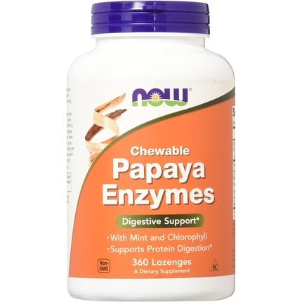 Now Foods, Papaya Enzymes, Chewable, Mint And Chlorophyll, 360 Softgels