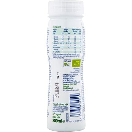 Hipp Organic 1 1St Baby Milk Formula Ready To Feed Liquid 200Ml Pack Of 6 200 - Image 3