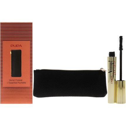 Pupa Milano Vamp! Forever Set For Women 0.30 Oz Vamp! All In One Mascara -111 Forever Black With Bag