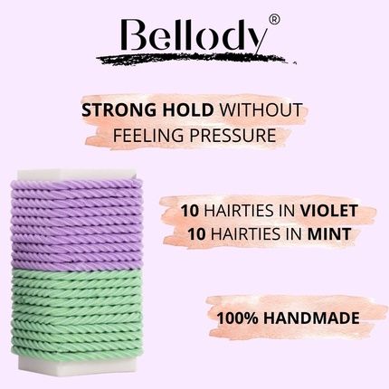 Bellody Minis Small Mini Hair Ties For Stylish Braids And Small Braids 20 Pieces Turquoise/Violet